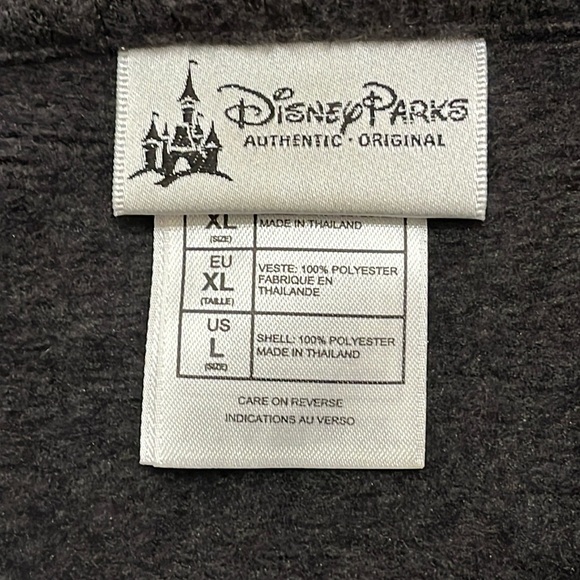 Disney Qtr Zip Gray Fleece with Pockets L Authentic Logo Chest Main Street USA - Picture 4 of 8